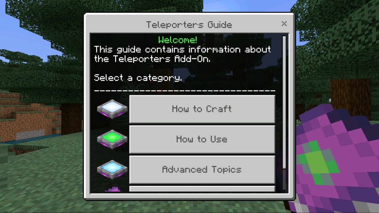 Книжка из Мода на Teleporters в Майнкрафт ПЕ