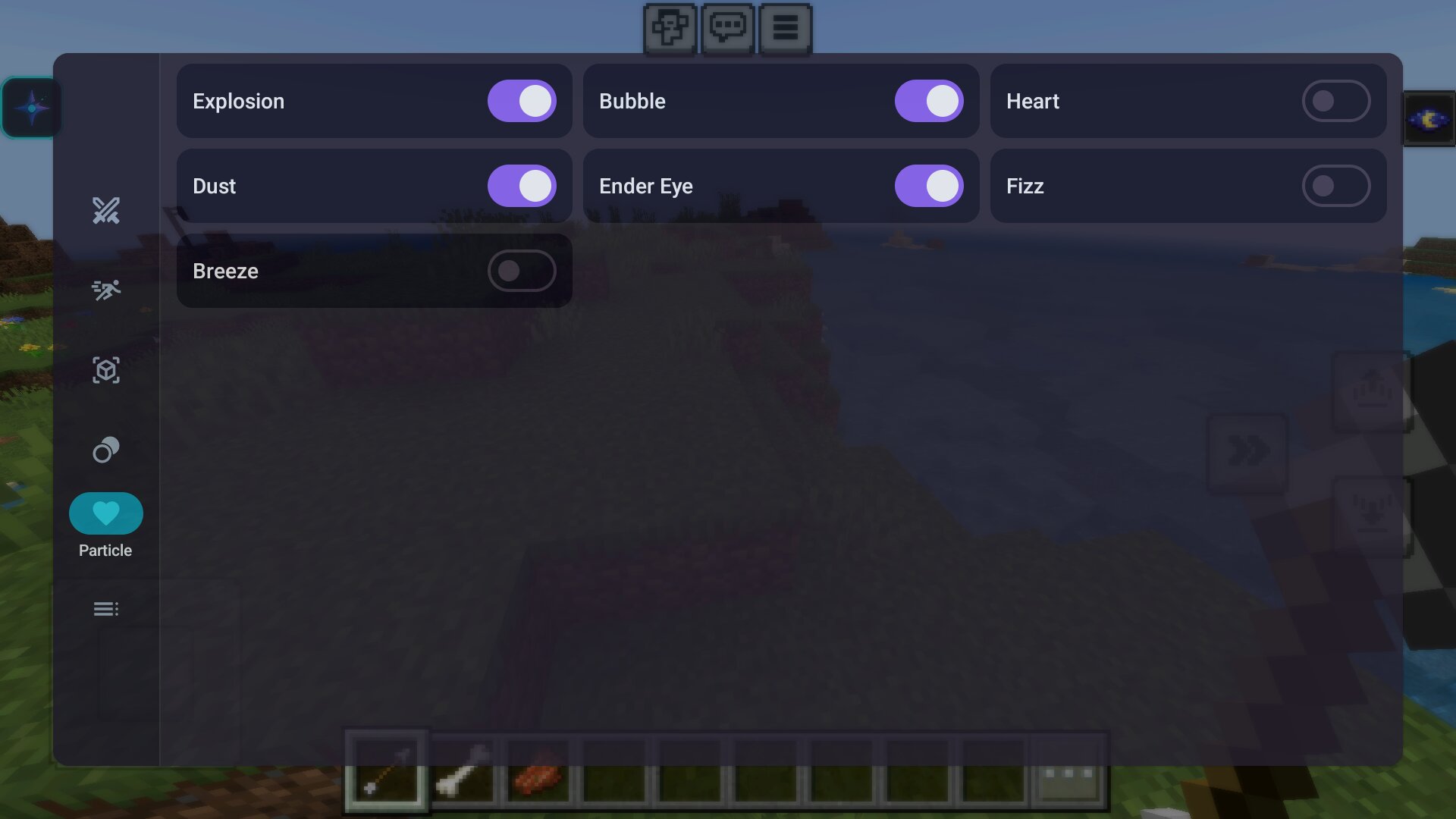 Частицы из чита на аим в Майнкрафт ПЕ