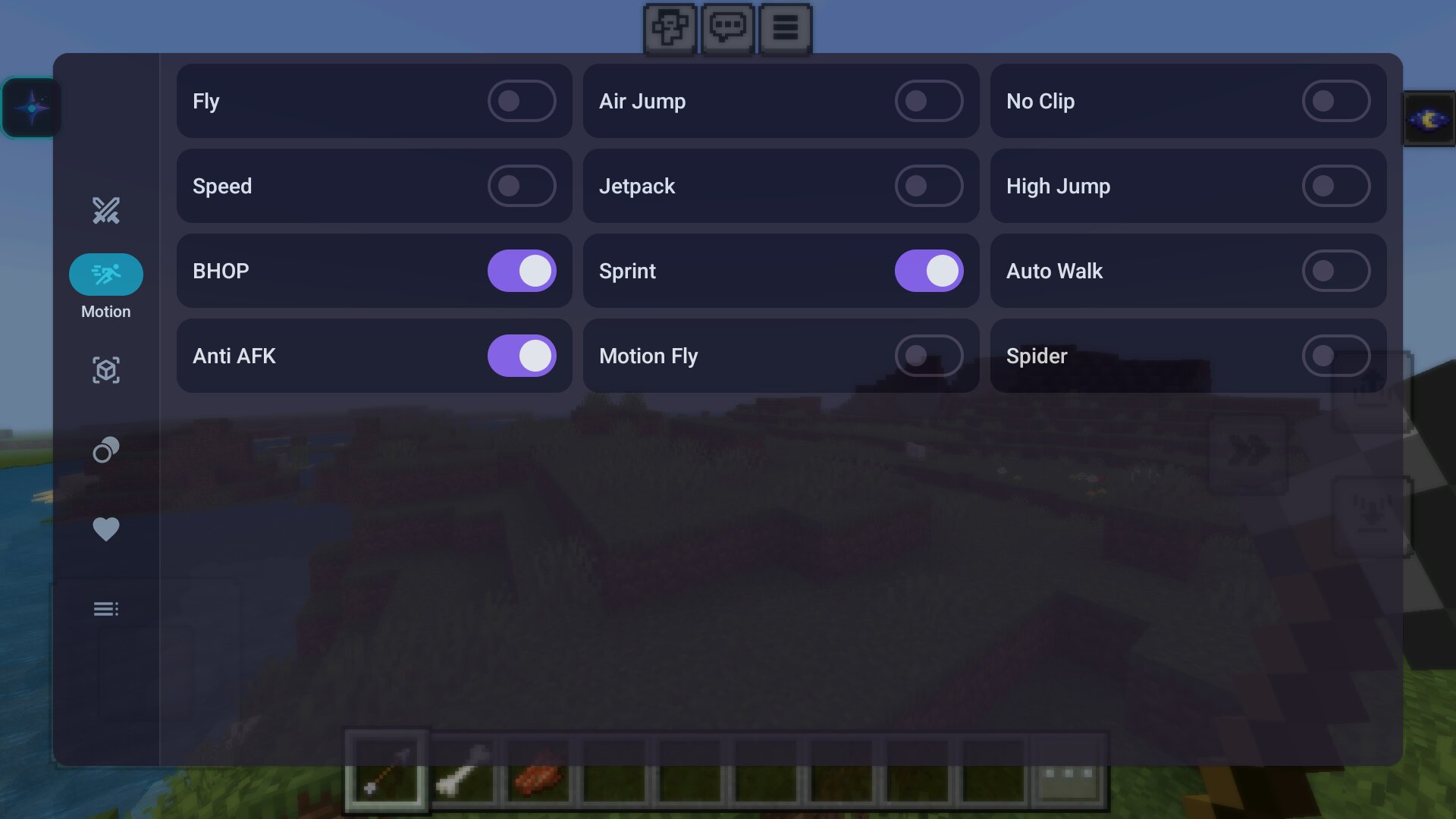 Движение из чита на аим в Майнкрафт ПЕ