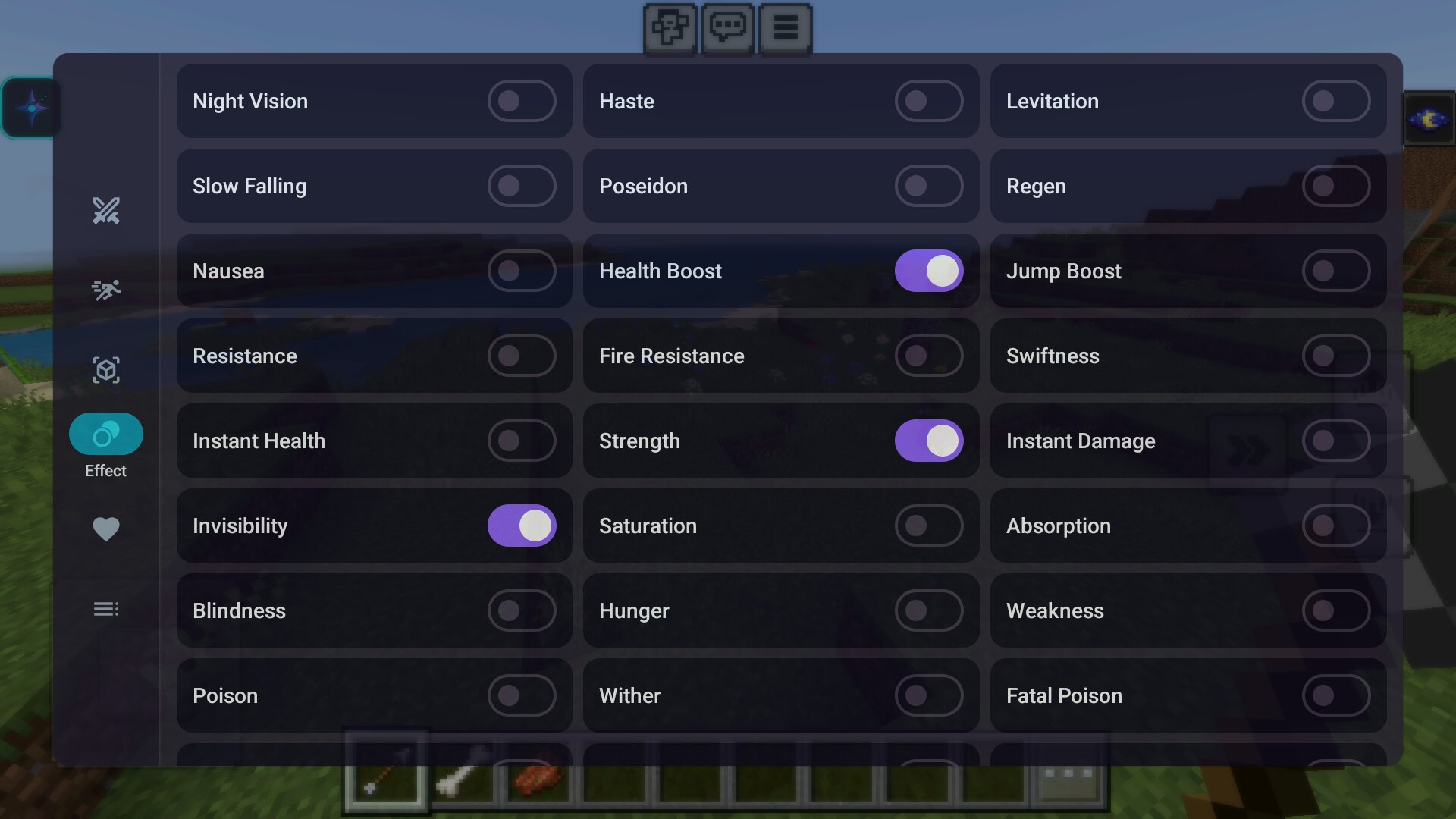 Эффекты из чита на аим в Майнкрафт ПЕ