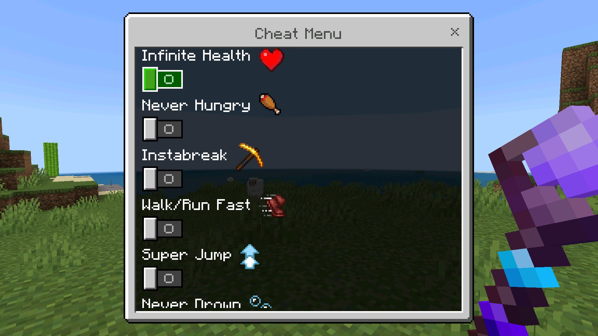 Функции из чита на творческий режим в Майнкрафт ПЕ