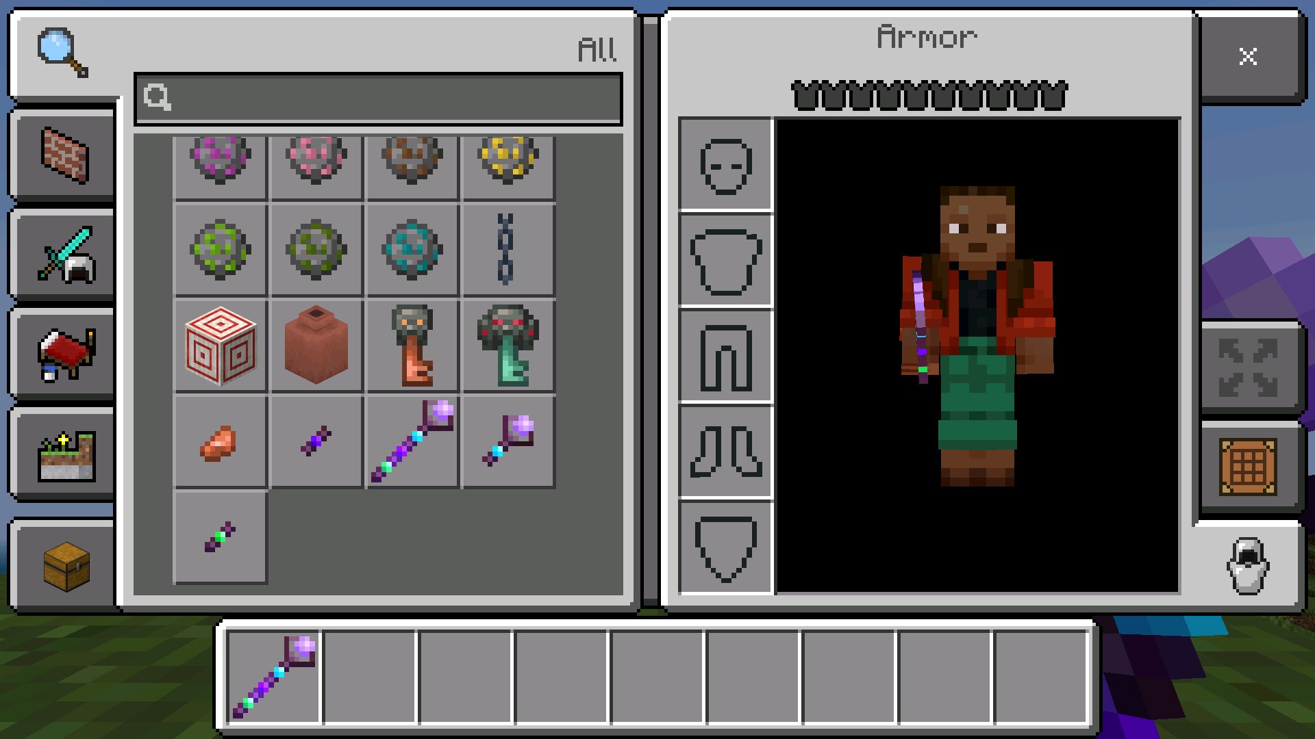 Инвентарь из чита на творческий режим в Майнкрафт ПЕ