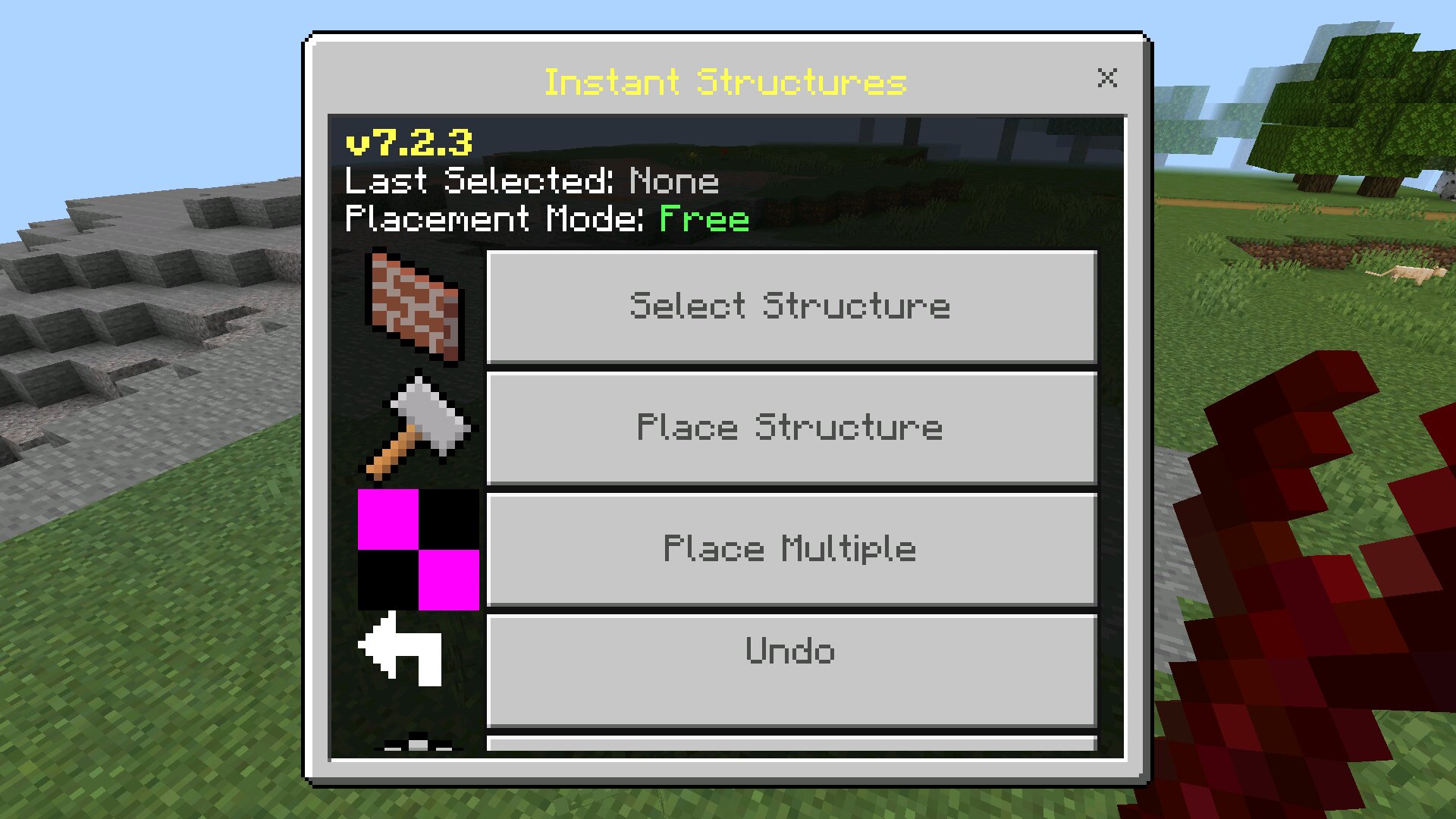 Меню из чита на строительство в Майнкрафт ПЕ