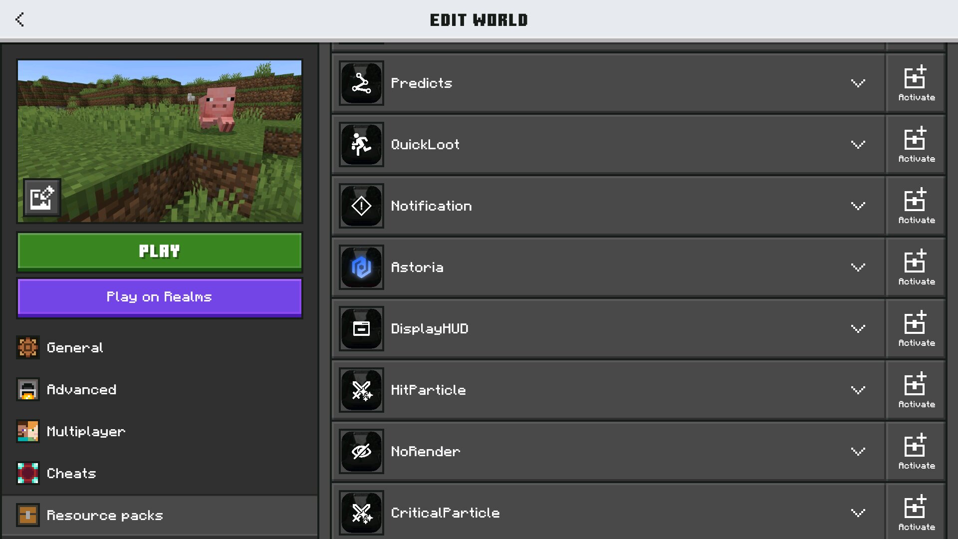Список модов из клиента Астория в Minecraft PE Список модов из клиента Астория в Майнкрафт ПЕ