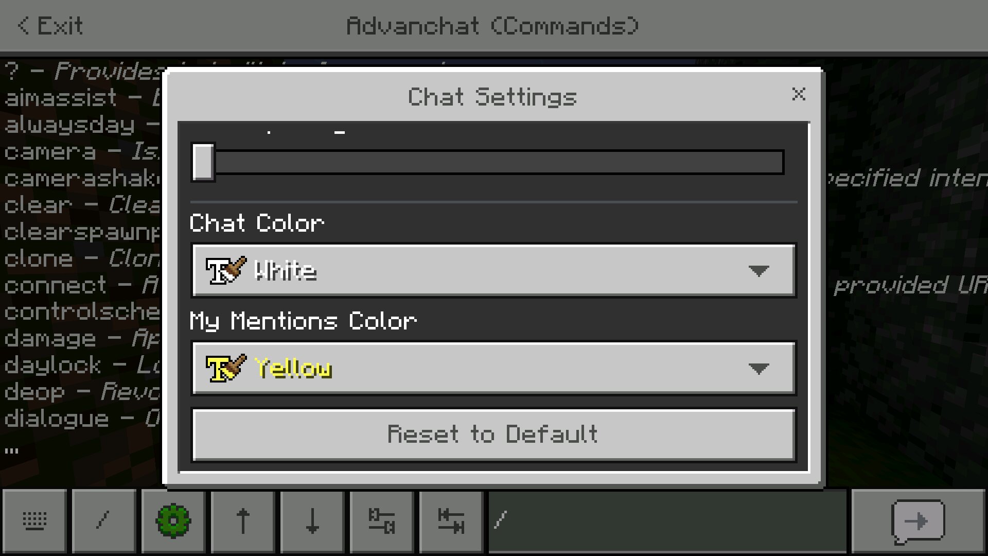 Настройки из чита на кнопки в Майнкрафт ПЕ