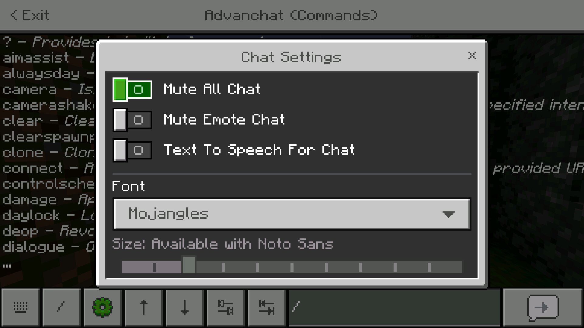 Опции из чита на кнопки в Майнкрафт ПЕ