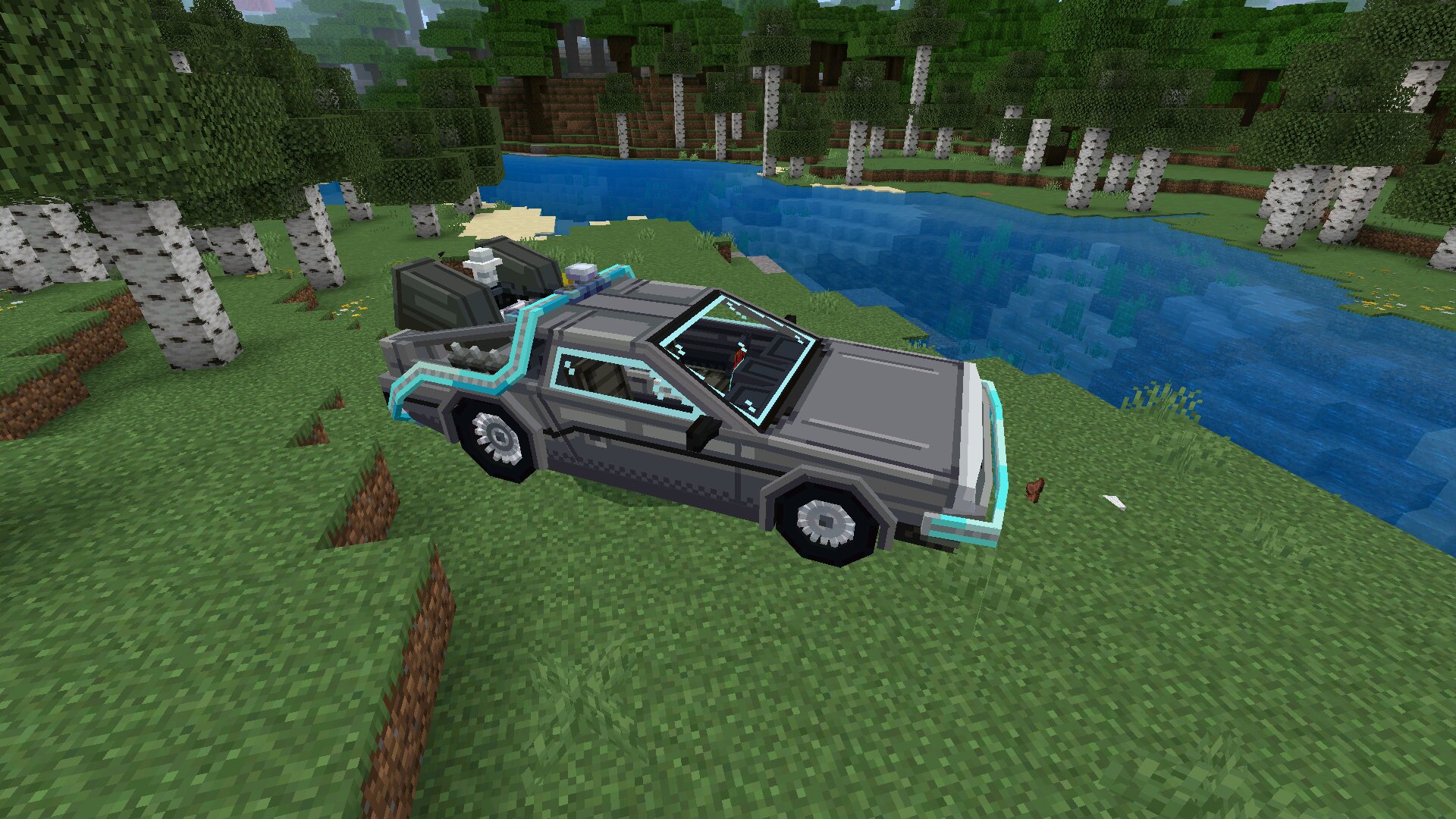 Делореан из мода на летающие машины в Minecraft PE Делореан из мода на летающие машины в Майнкрафт ПЕ