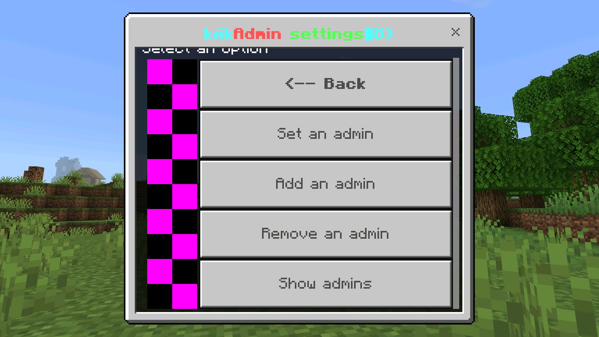 Опции из читов админа в Майнкрафт ПЕ