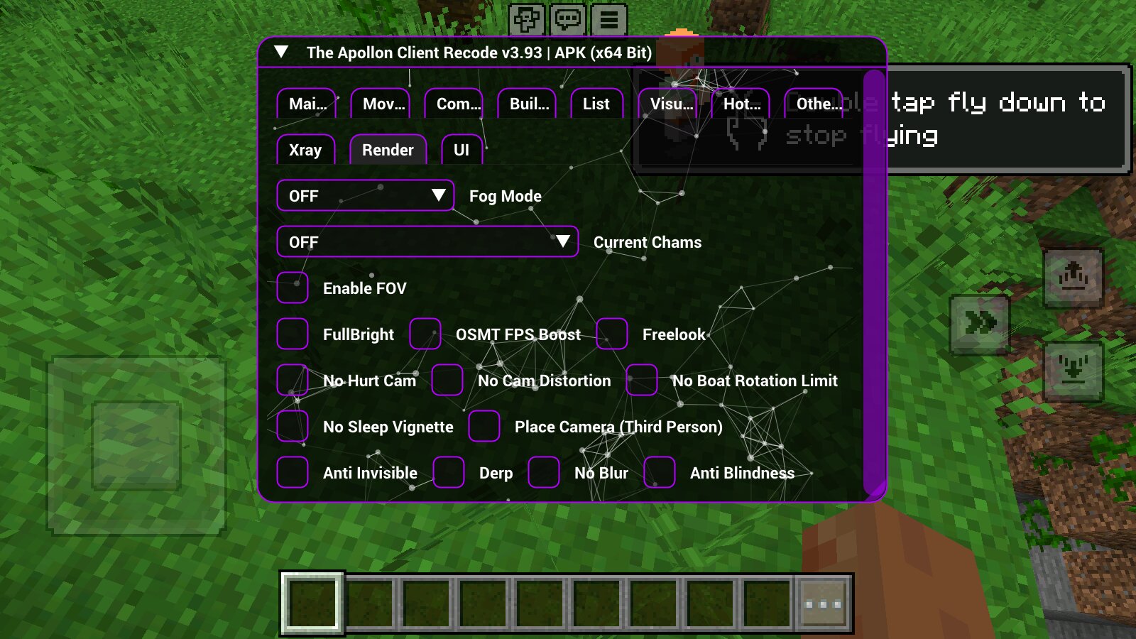 Рендер из чита Аполлон в Minecraft PE Рендер из чита Аполлон в Майнкрафт ПЕ
