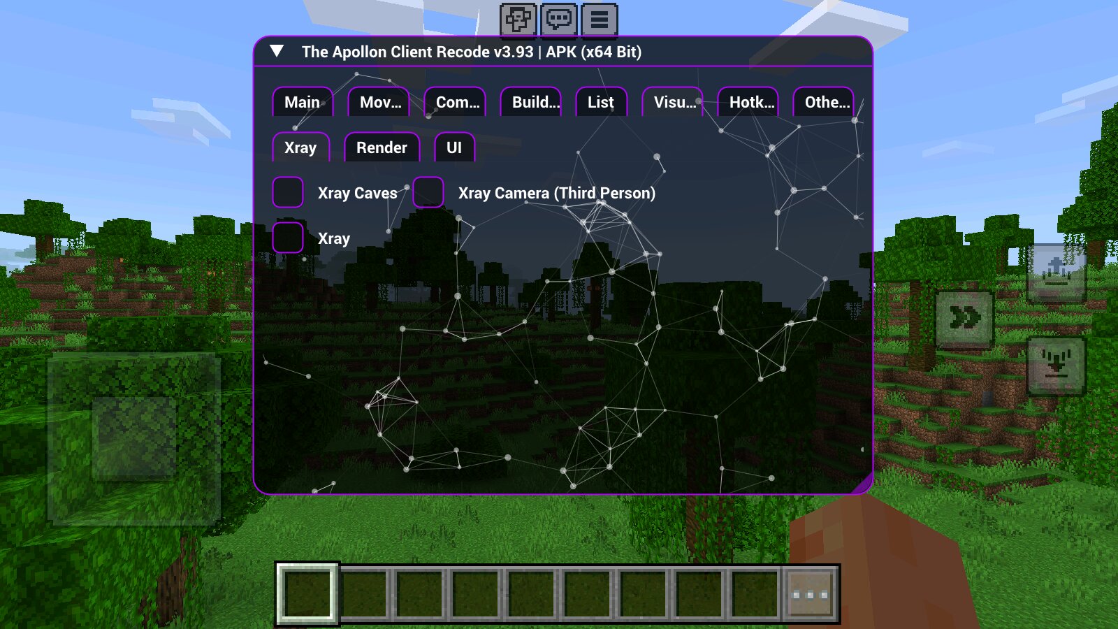 Рентген из чита Аполлон в Minecraft PE Рентген из чита Аполлон в Майнкрафт ПЕ