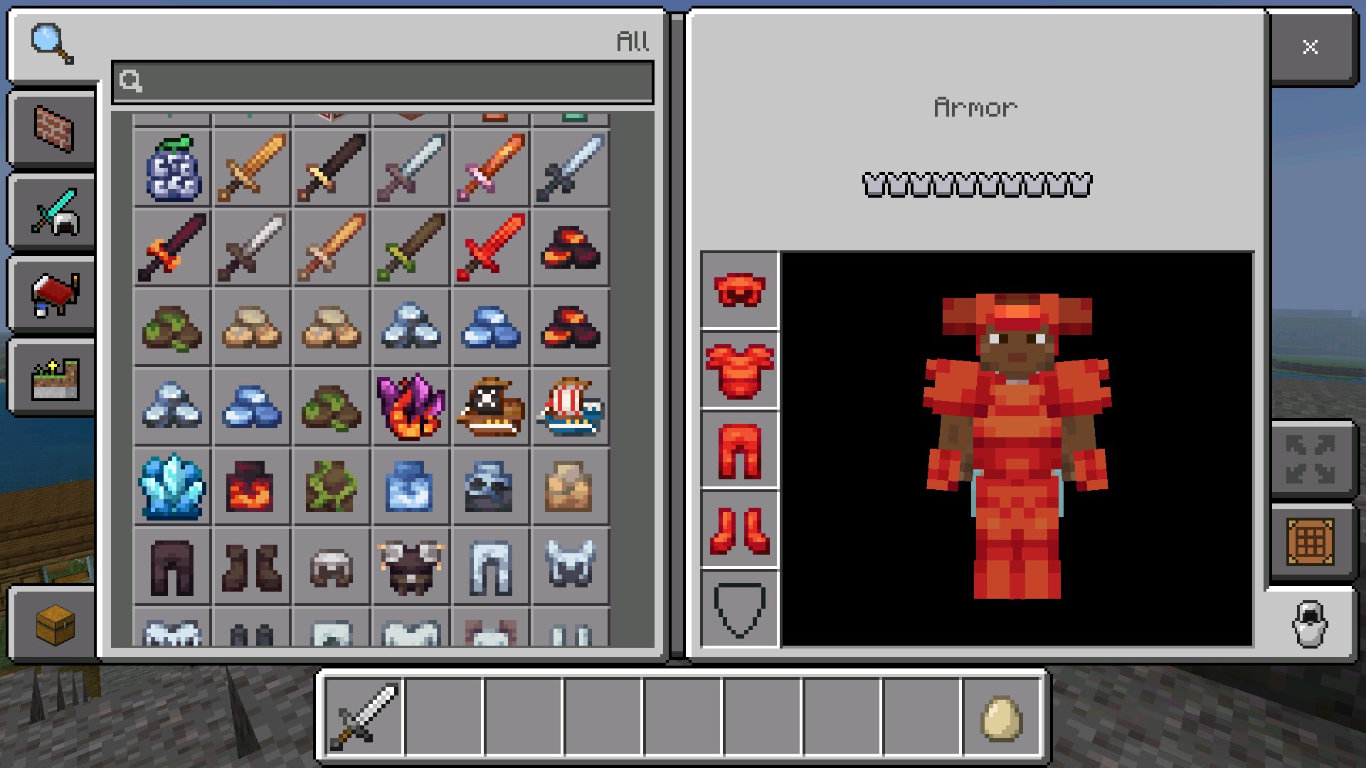 Инвентарь из мода на пиратов в Майнкрафт ПЕ