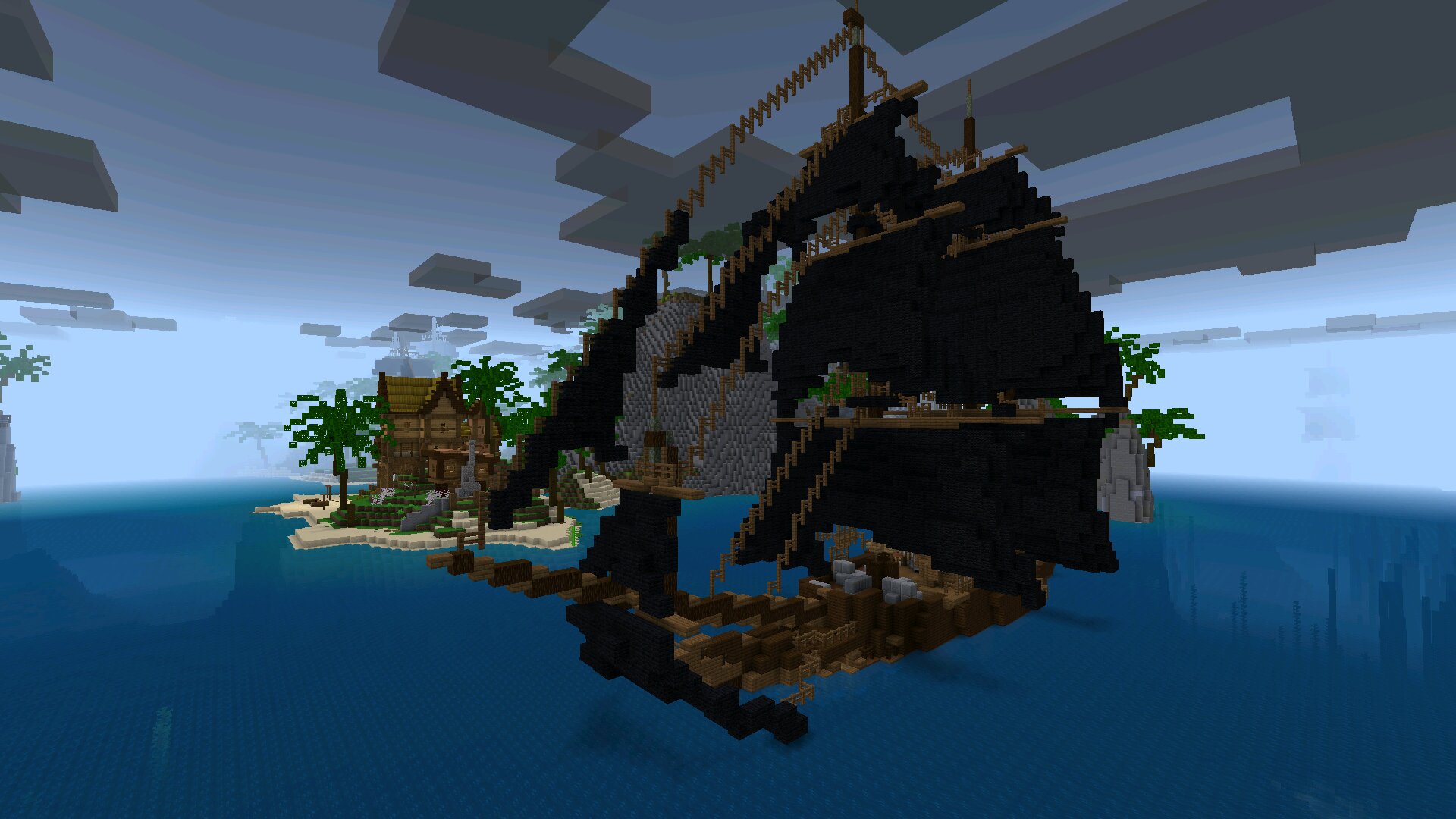 Корабль из мода на пиратов в Майнкрафт ПЕ