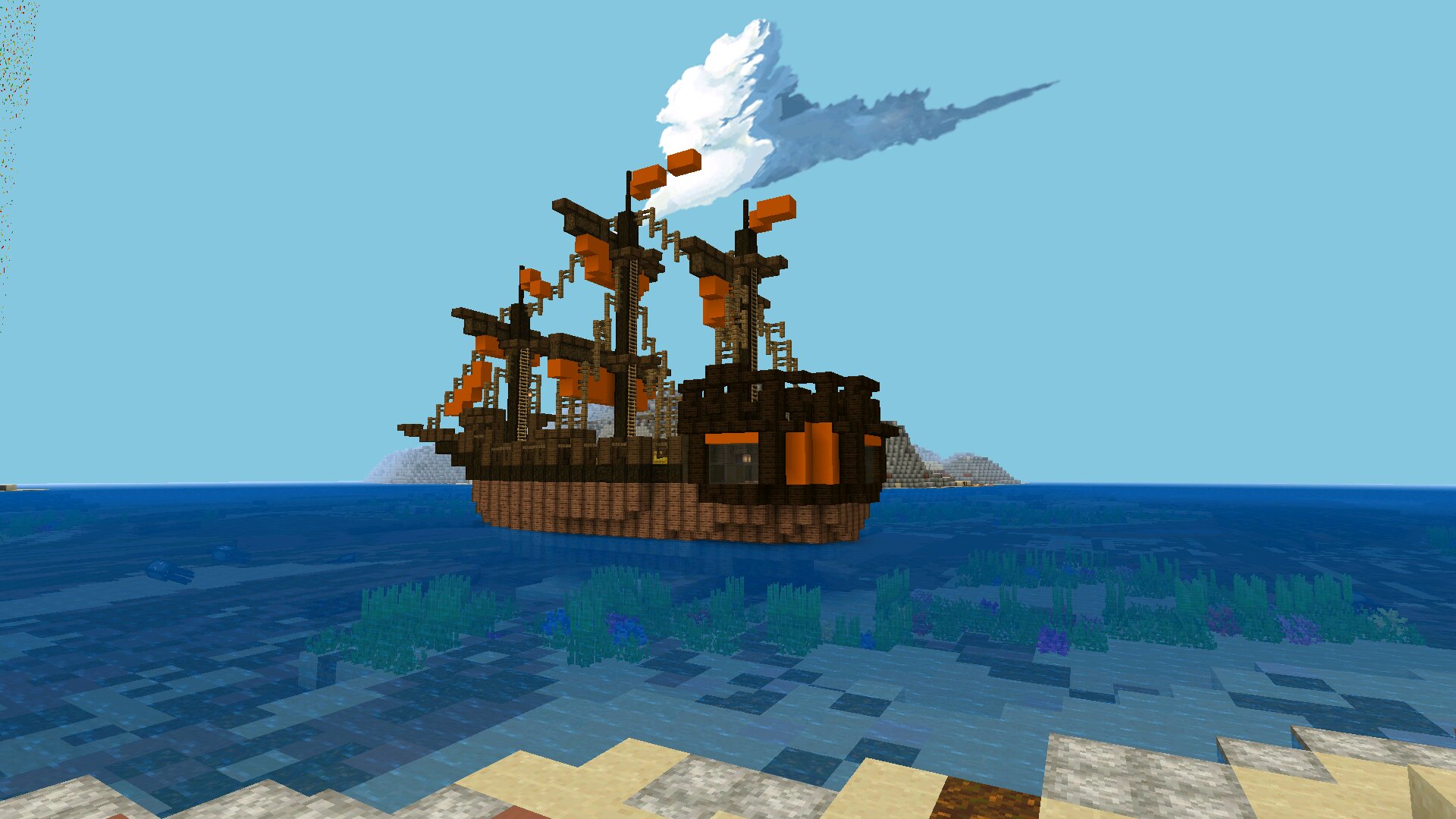 Корабль из карт Тайкун для Майнкрафт ПЕ