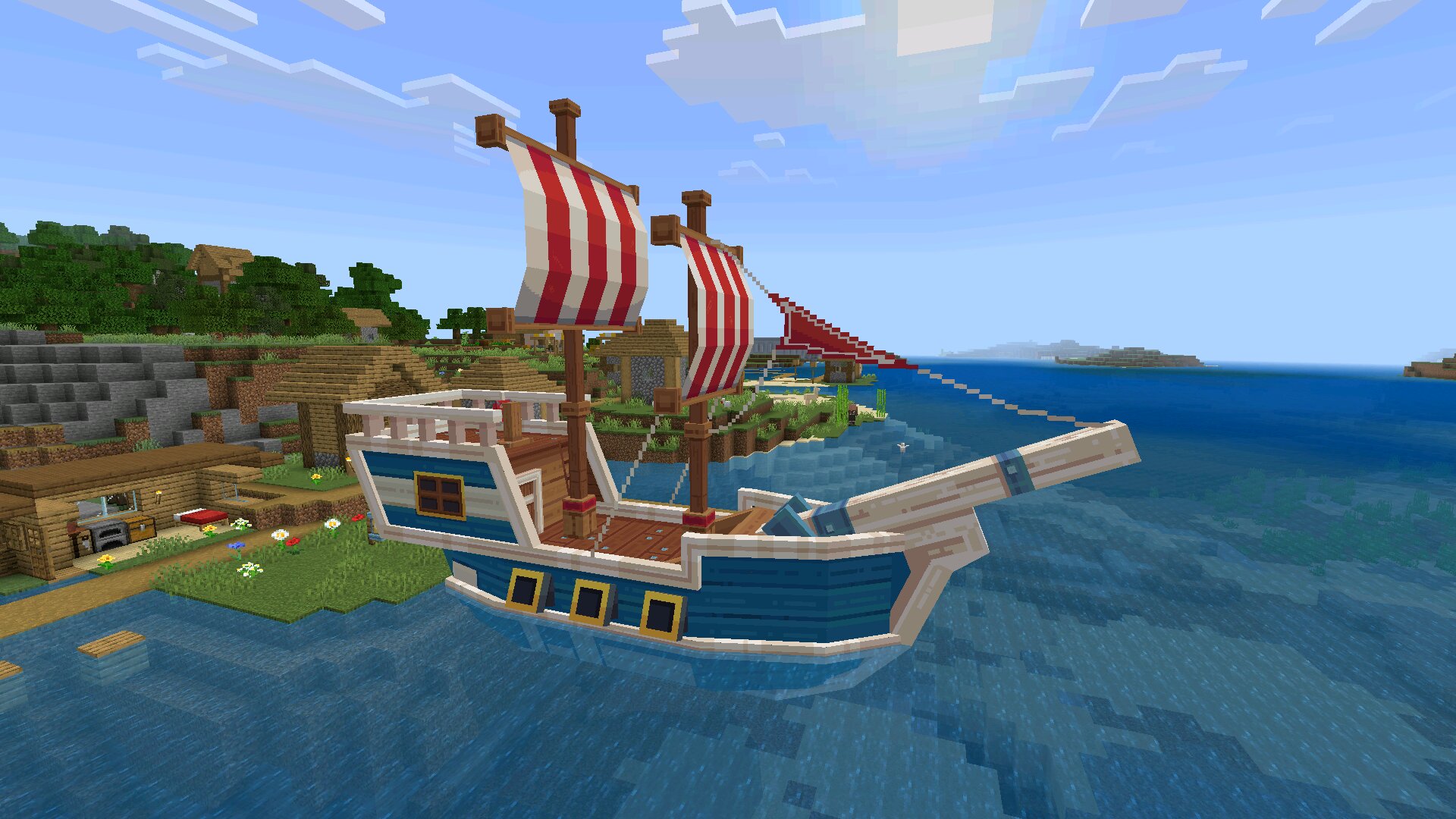 Шхуна из мода на пиратов в Майнкрафт ПЕ