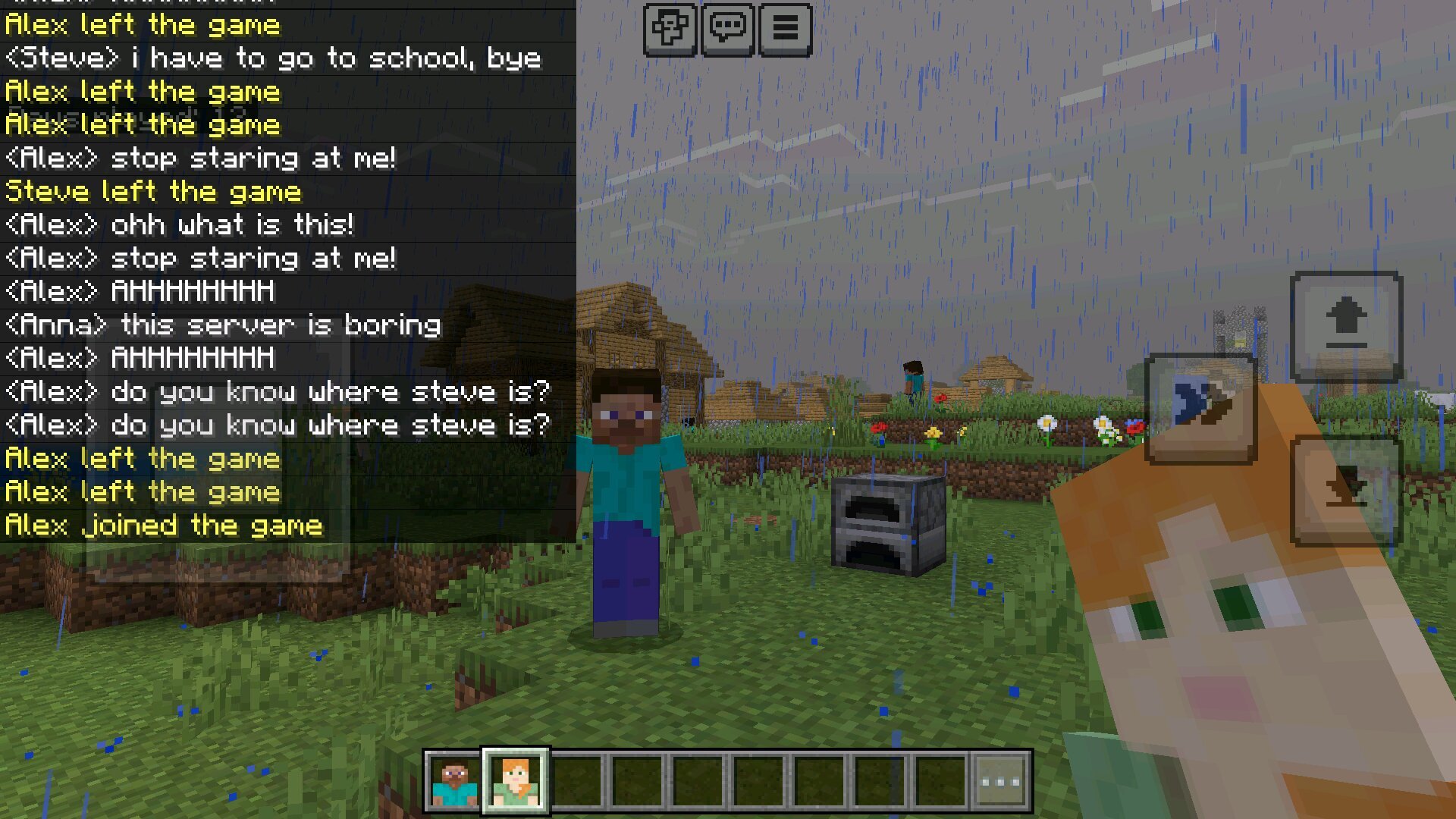 Чат из мода AI Player для Майнкрафт ПЕ
