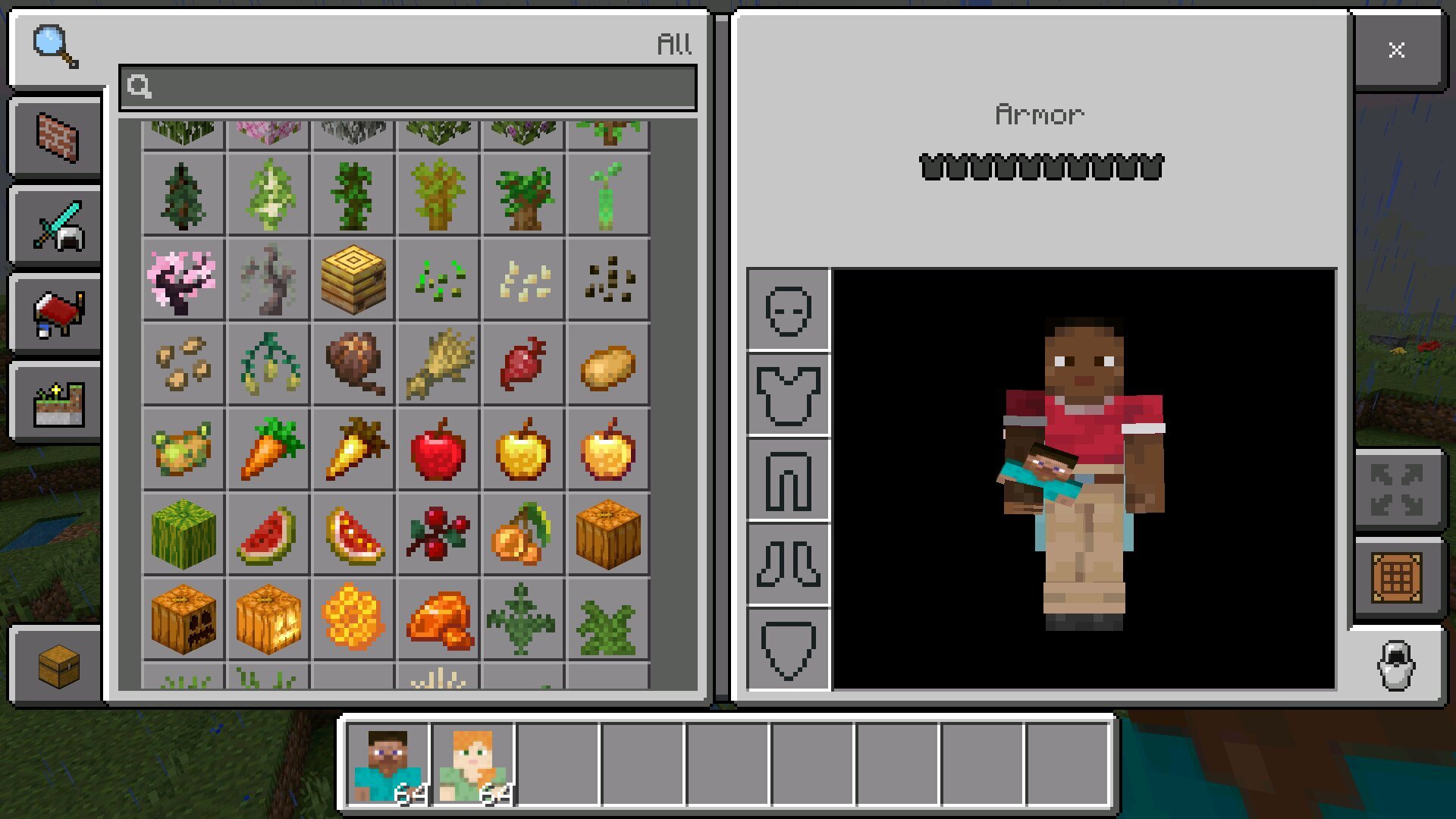 Инвентарь из мода AI Player для Майнкрафт ПЕ